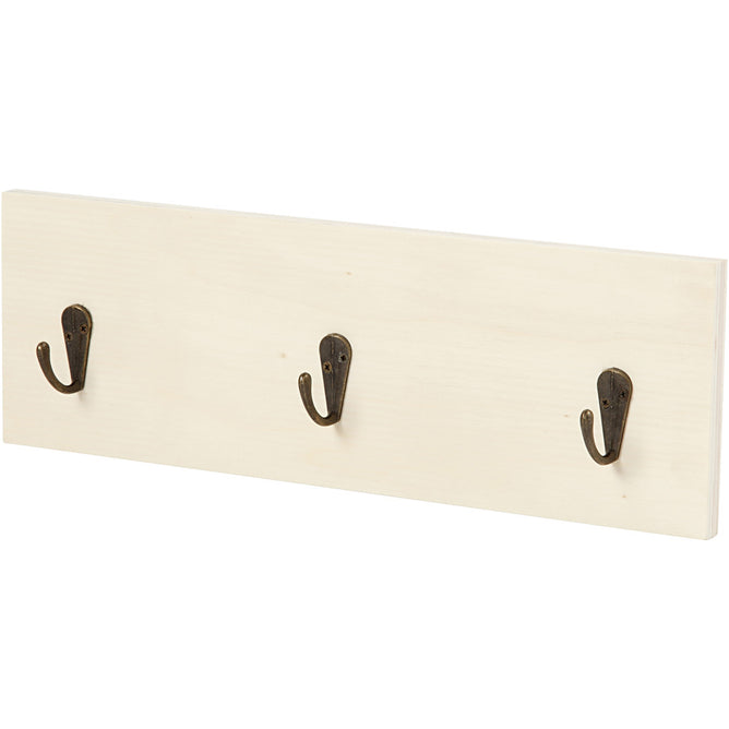 Plywood Coat Clothes Hanger Rack With 3 Metal Rivets Home Furnishings Decoration Crafts L: 30 cm