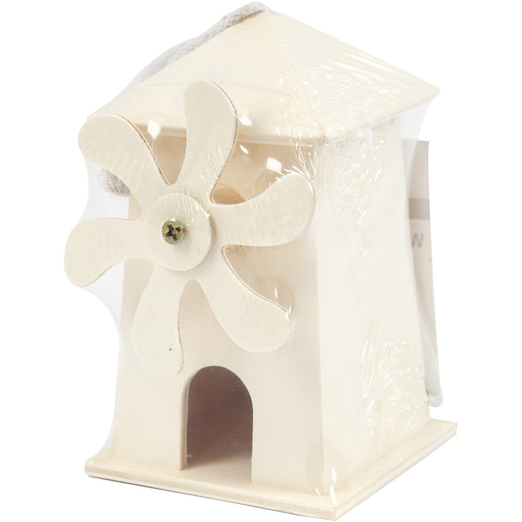 Light Wood Wind Mill With Metal Chimes Hanging Home Decoration Crafts H: 12 cm W: 7 cm