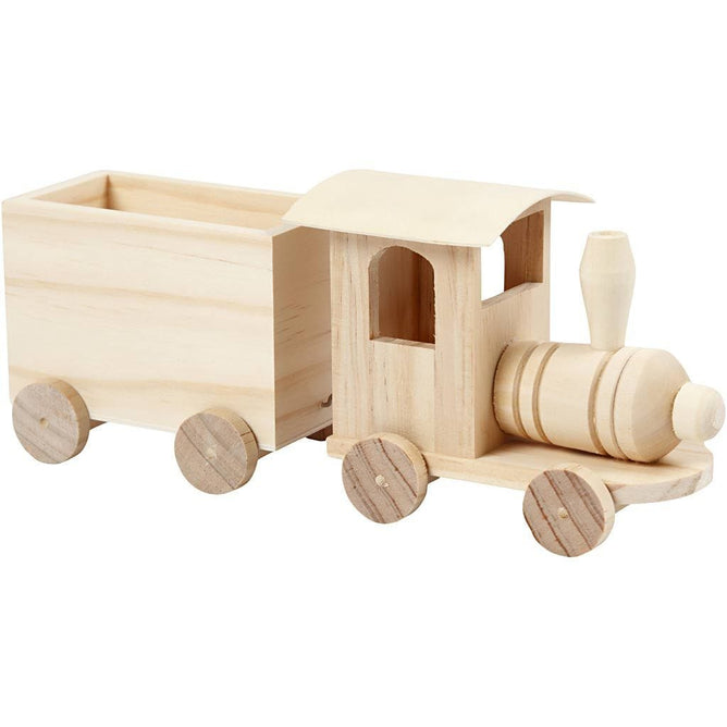 Toy Train with Carriage Light Wood 9.5x21.5x6.5cm Decor Birthday Advent Christmas Gift