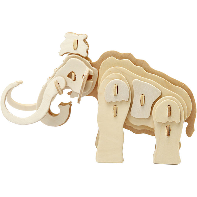 Light Wood 3D Construction Figure Kit Toys Decoration Crafts 19x8.5x11cm - Mammoth