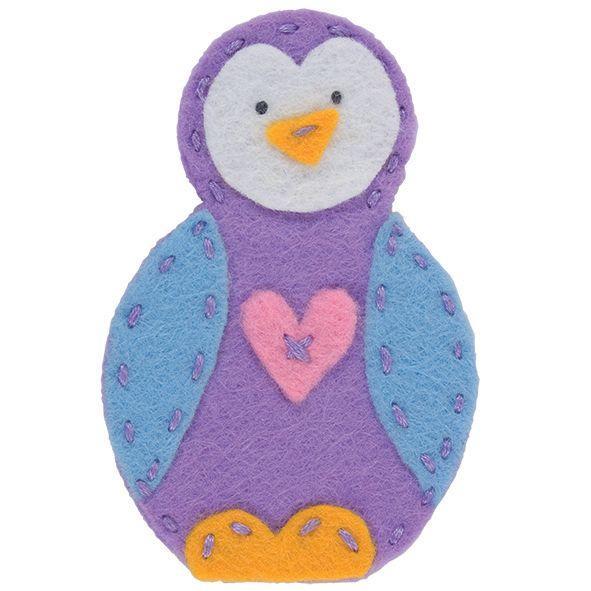 Penguin Finger Puppet Felt Appliqu?® Craft Kit Needlecraft Kits Canvases 9 cm - Hobby & Crafts