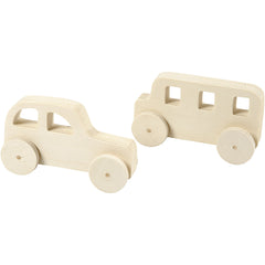 2 x Plywood Cars Vehicles Decoration Crafts 12x3.5x6 cm