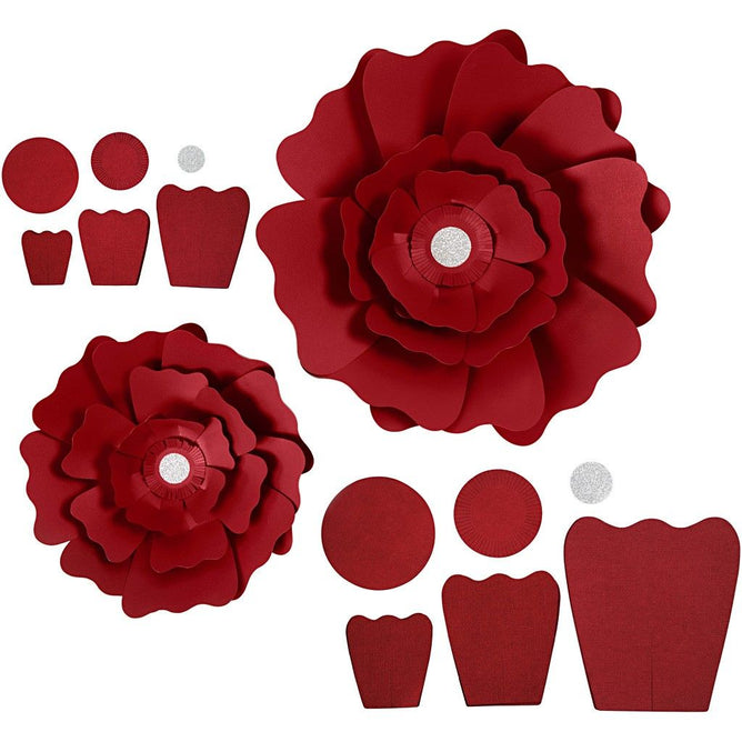 2 x Different Sizes Assorted Colours Paper Flowers For Crafts Cards Decorations - Hobby & Crafts