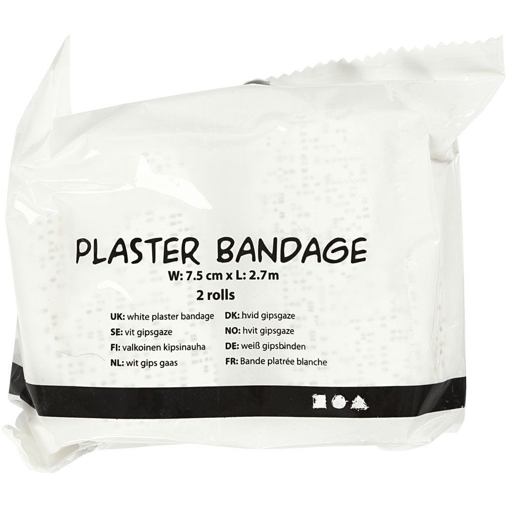 5m Plaster Bandage 7.5cm Wide 2 Rolls Moulding Modelling Flexible Craft Fun - Home - Crafts
