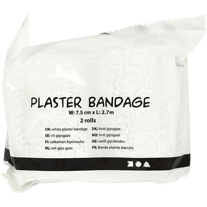5m Plaster Bandage 7.5cm Wide 2 Rolls Moulding Modelling Flexible Craft Fun - Home - Crafts