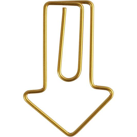 6 x Arrow Shaped Metal Gold Colour Paperclips For Card Gift Decorations 40 mm x 25 mm - Home - Crafts