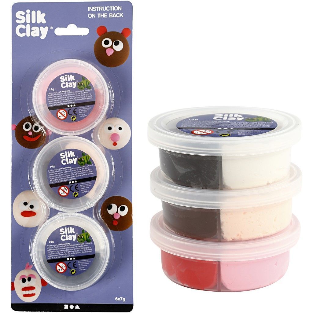 6 x Assorted Colour Pliable Lightweight Modelling Compound With Plastic Tub 7 g - Home - Crafts