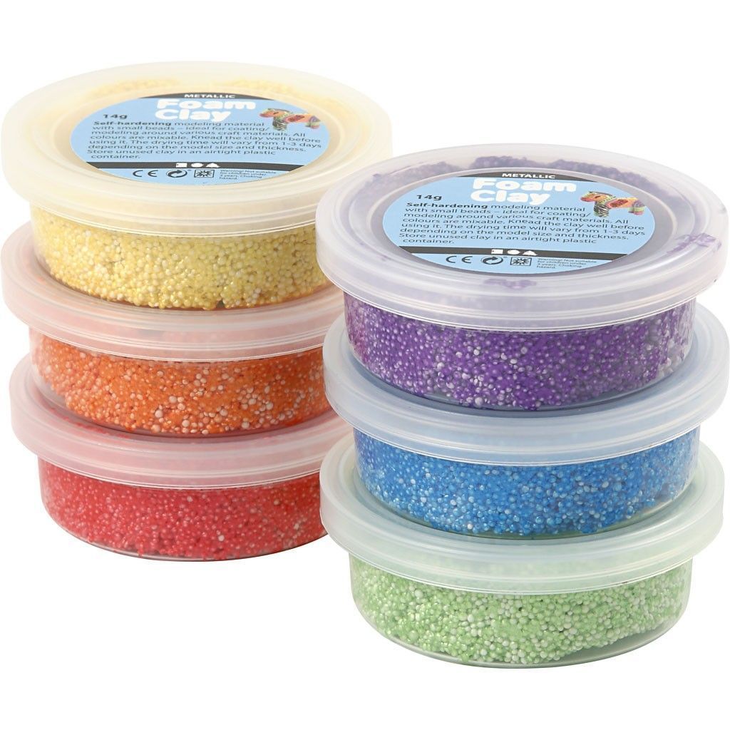 6 x Assorted Metallic Colour Small Bead Modelling Material With Plastic Tub - Home - Crafts