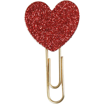 6 x Gold Plated Metal Glitter Paperclips Hearts Star Shaped Christmas Deco Craft