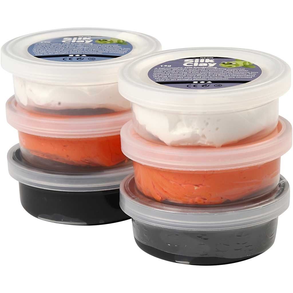 6 x Halloween Theme Pliable Assorted Colour Modelling Compound Plastic Tubs - Home - Crafts
