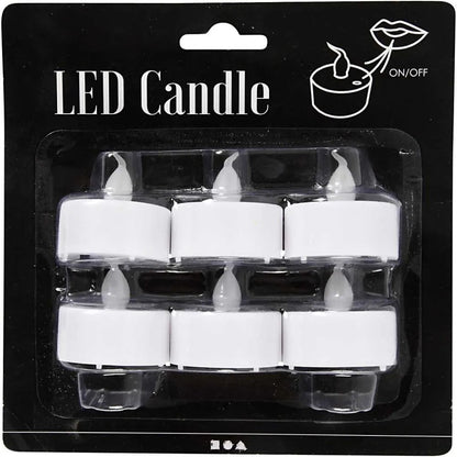 6 x LED Tea Light Plastic Candles Battery Operated Christmas Decorations Crafts