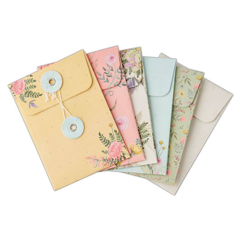 6 x Papermania Freshly Cut Flowers String Tied Envelopes Bag 7.5cmx10.5cm Crafts - Home - Crafts