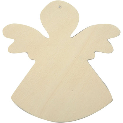 6 x Pine Wood Angels With Suspenion Hole Hanging Decoration Figures Crafts 12x11 cm - Home - Crafts