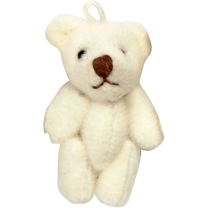 6 x White Mini Fabric Teddy Bear With Mounting Eye 4cm x 2.5cm Decoration Crafts