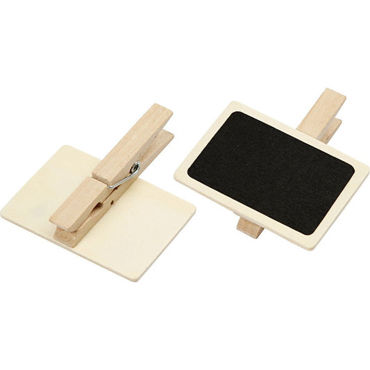 6 x Wooden Small Message Blackboard Signs With Clothes Peg Decoration Crafts 6.8x4.7 cm - Home - Crafts