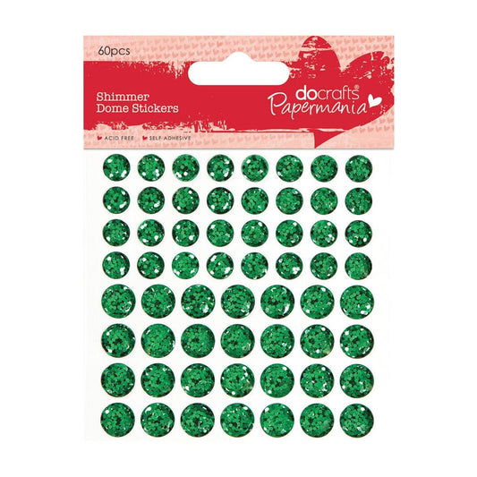60 x Papermania Green Shimmer Dome Stickers Scrapbooking Embellishments Crafts - Home - Crafts
