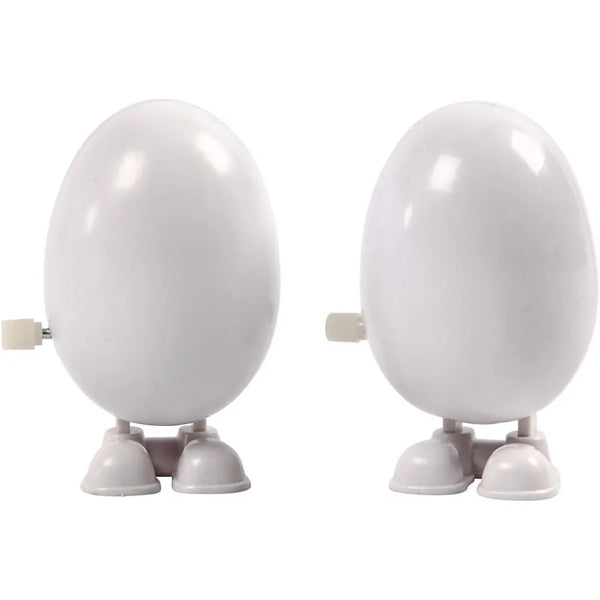 2 x Egg Shaped White Colour Mechanical Jumping Figures For Foam Clay Crafts 7 cm