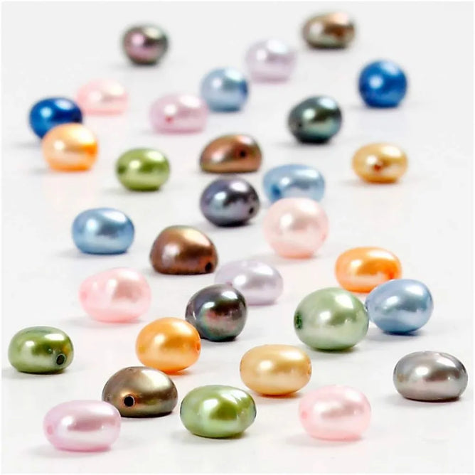 70 x Assorted Colour Freshwater Pearls With Hole Jewellery Making Supplies Craft