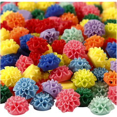 250 x Assorted Colour Flower Shaped Resin Beads Jewellery Making Supplies Crafts