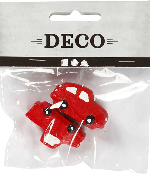 2 x Small Figure Resin Red Car For Christmas Decoration Crafts Accessories 20mm