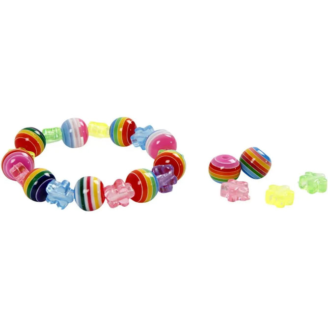 Candy Stripe Sweets Colourful Mixed 12mm Round Shaped Resin Beads Jewellery 35g
