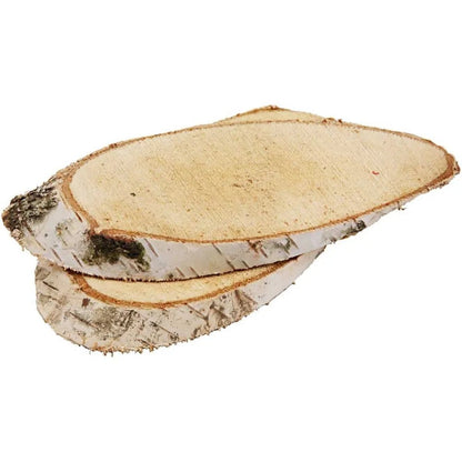 7 x Wood Bark 15cm x 9cm Slices Round Cut Pieces Embellishment Craft Design NEW
