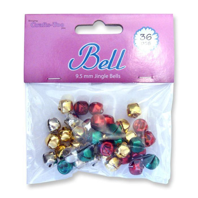 36 x Crafts Too Colourful Jingle Bells For Craft And Decoration 9.5 mm - Hobby & Crafts