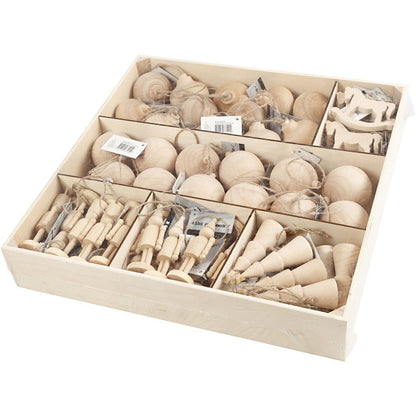 72 x Birk Wood Christmas Ornaments With String Hanging Home Decor Crafts 5.5 - 9 cm - Home - Crafts