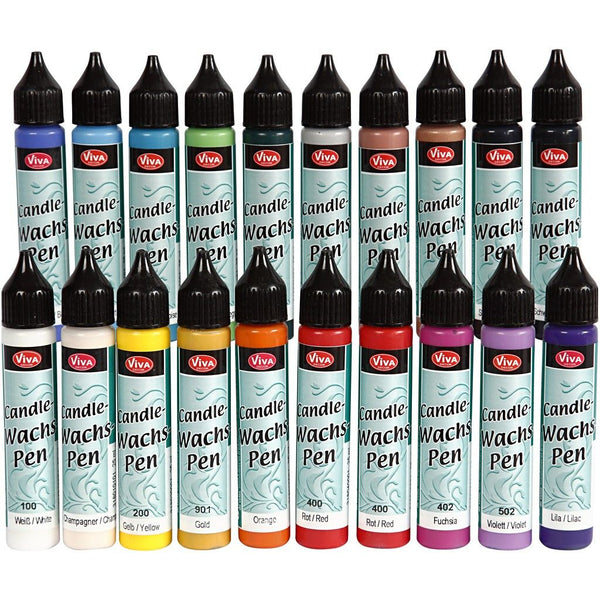 20 Candle Pen Assorted Colours 25ml Liquid Wax To decorate Candles Directly