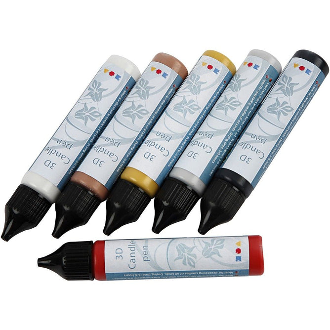 6 Candle Making 3D Colours Easy Wax Pens Bronze Gold Silver White Black Red