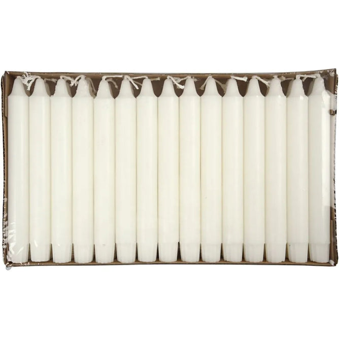 30 White Taper Candles 100% Stearin 8 Hrs Burning Time H:20cm x D23mm Christmas
