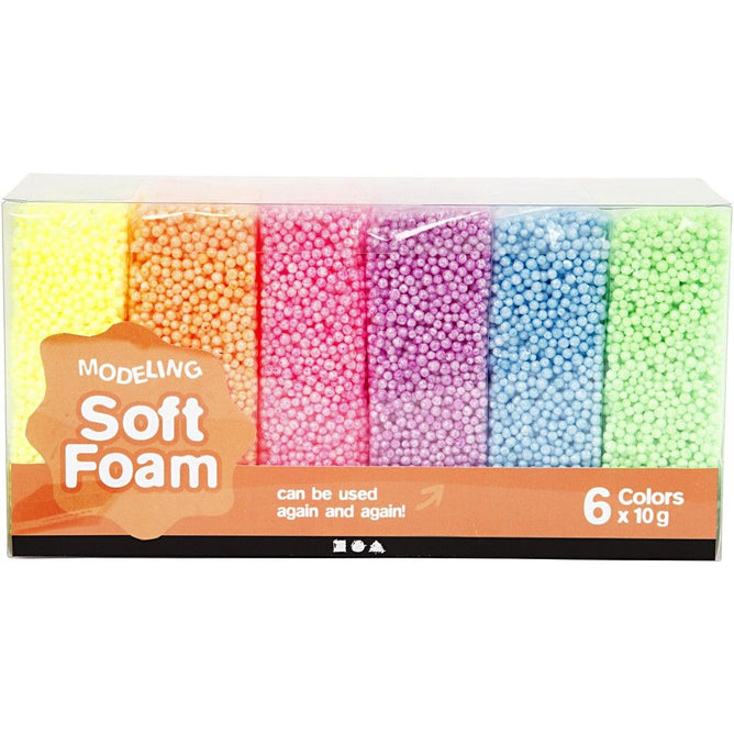 6 x Soft Foam Clay Assorted Neon Colour Moulding Modelling Compound Crafts 10 gm - Hobby & Crafts