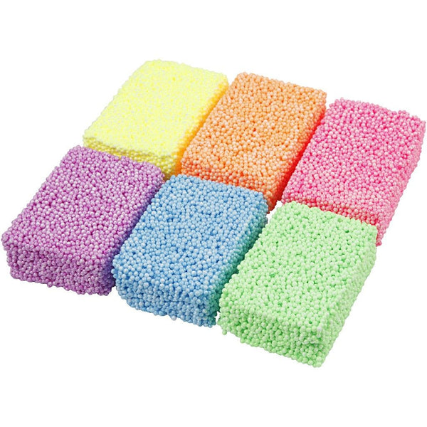 6 x Soft Foam Clay Assorted Neon Colour Moulding Modelling Compound Crafts 10 gm - Hobby & Crafts