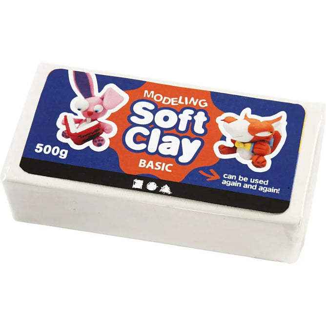 White Colour Basic Soft Clay For Modelling Crafts 500g 13x6x4cm