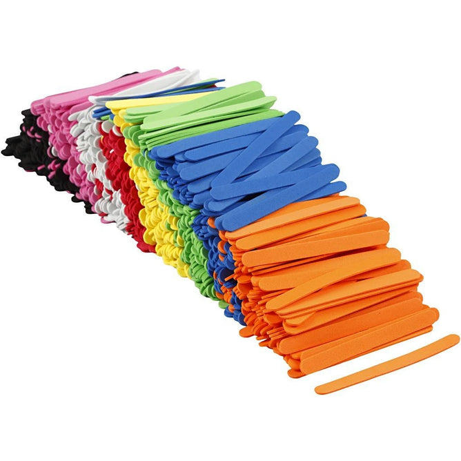 Eva Foam Ice Lolly Sticks Crafts Bendable 11.5cm 1cm 2mm Assorted Colours 1000 Pack