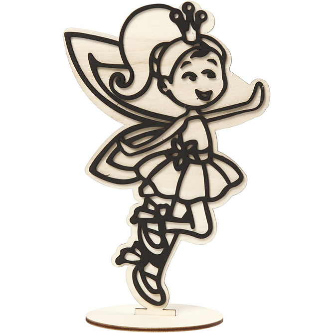 EVA Foam Fairy Motif Wooden Figure With Stand Painting Clay Decoration Crafts - Hobby & Crafts