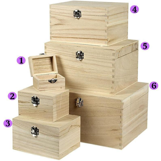 Wooden Treasure Chests Storage Metal Clasps Box Set To Decorate - Choose Size - Hobby & Crafts