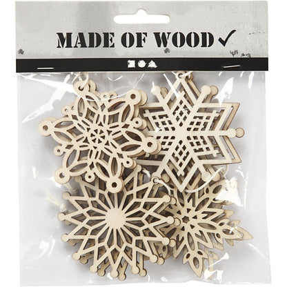 8 x Light Wood Ornaments With Suspension Cord Hanging Decoration Crafts 7 cm - Home - Crafts