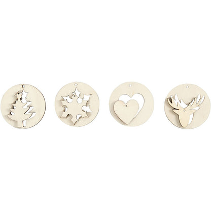 8 x Plywood Assorted Shape 2 In 1 Christmas Hanging Decoration Crafts D: 7 cm - Home - Crafts