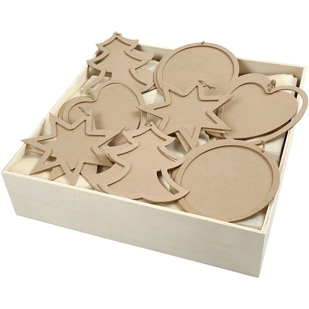 80 x Christmas Theme MDF Frames With Hanging Cord For Decoration Crafts 14 cm - Home - Crafts