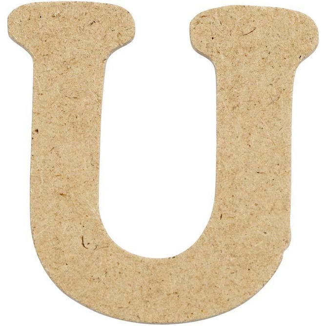 10 x Pre Punched MDF Wooden Letter 4 cm - Initial U - Hobby & Crafts