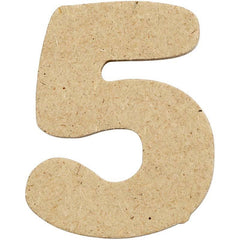 10 x Pre Punched MDF Wooden Number 4 cm - Digit 5 - Hobby & Crafts