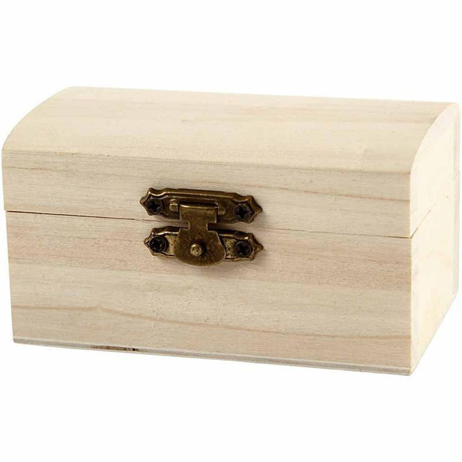 Wooden Treasure Chest Storage Box 9cm Decorate or Paint - Hobby & Crafts