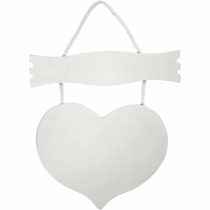 White Color Wooden Heart Sign MDF Decoration Craft - Hobby & Crafts