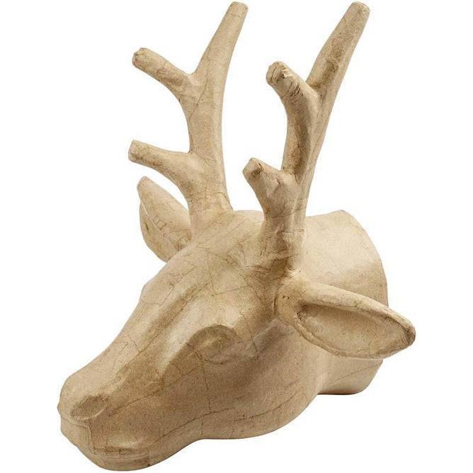Deer Head Shaped Wall Hanging Trophy 30 cm Craft Paper Mache - Hobby & Crafts
