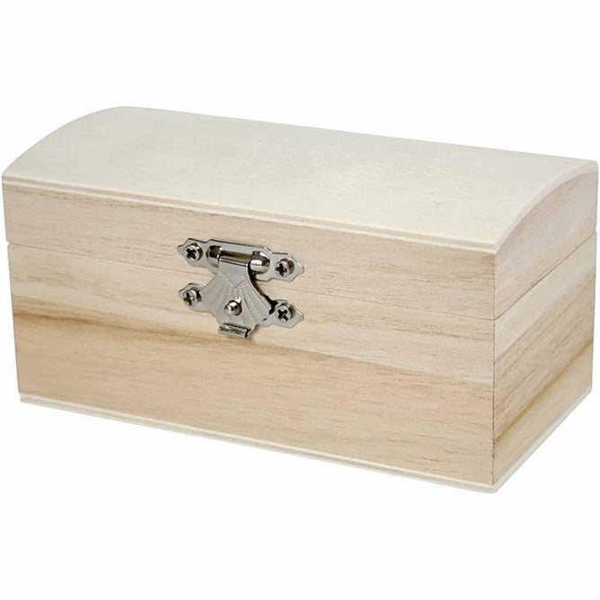 Wooden Treasure Chest Storage Box 12cm Decorate or Paint - Hobby & Crafts