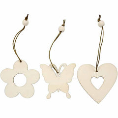 Light Wood Flower Butterfly Heart Shaped Ornaments Decoration Craft - Hobby & Crafts