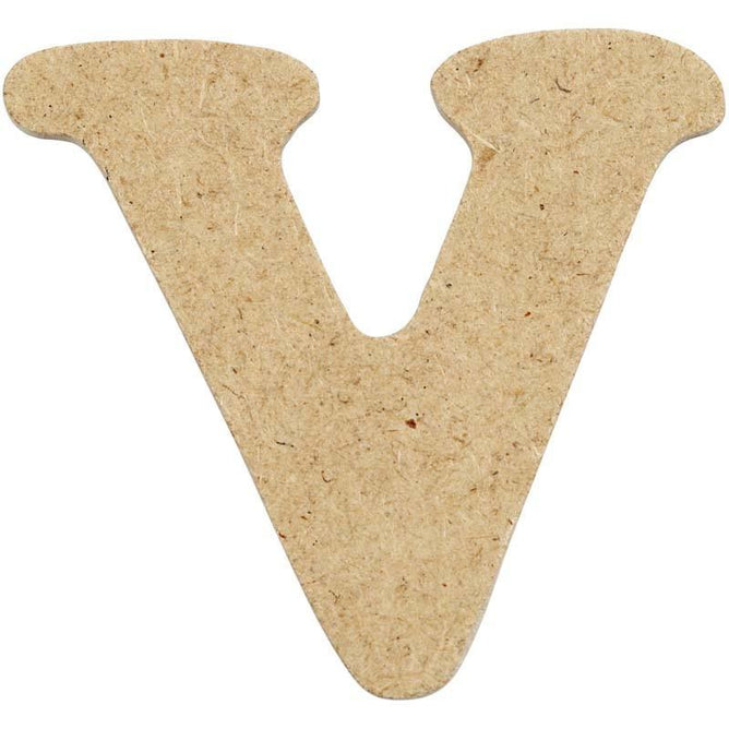 10 x Pre Punched MDF Wooden Letter 4 cm - Initial V - Hobby & Crafts