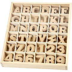 Wooden Box With MDF Wood Letters Numbers Decoration Craft 4 cm - Hobby & Crafts