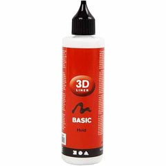 3D Liner Basic White Colour Paint For Cardboards Fabrics Painting 100 ml - Hobby & Crafts